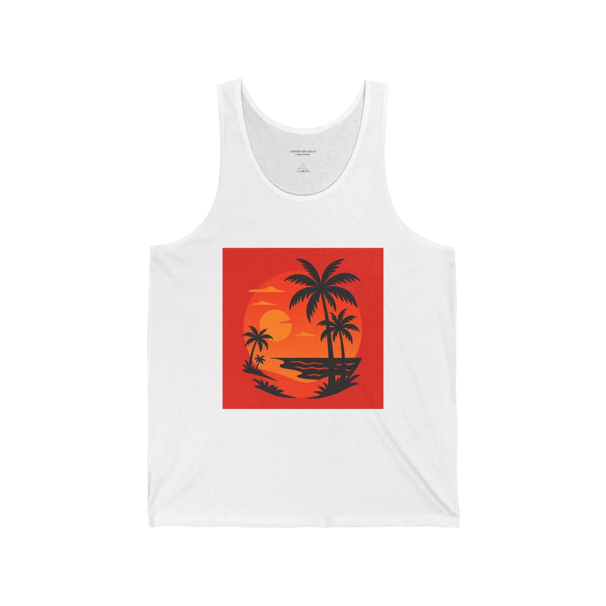 Tropical Sunset Tank, Relaxed Fit Summer Tank, Beach Wear, Vacation Top, Unisex Jersey Tank