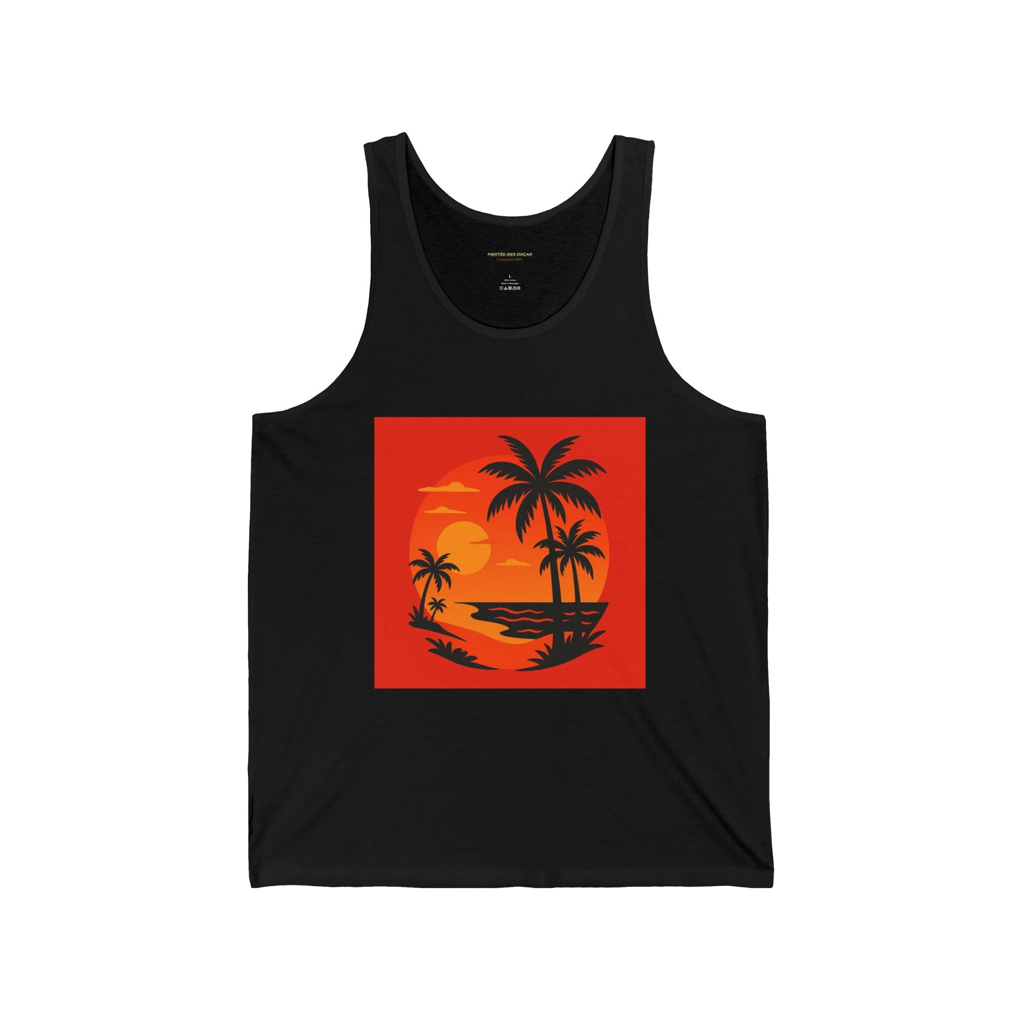 Tropical Sunset Tank, Relaxed Fit Summer Tank, Beach Wear, Vacation Top, Unisex Jersey Tank