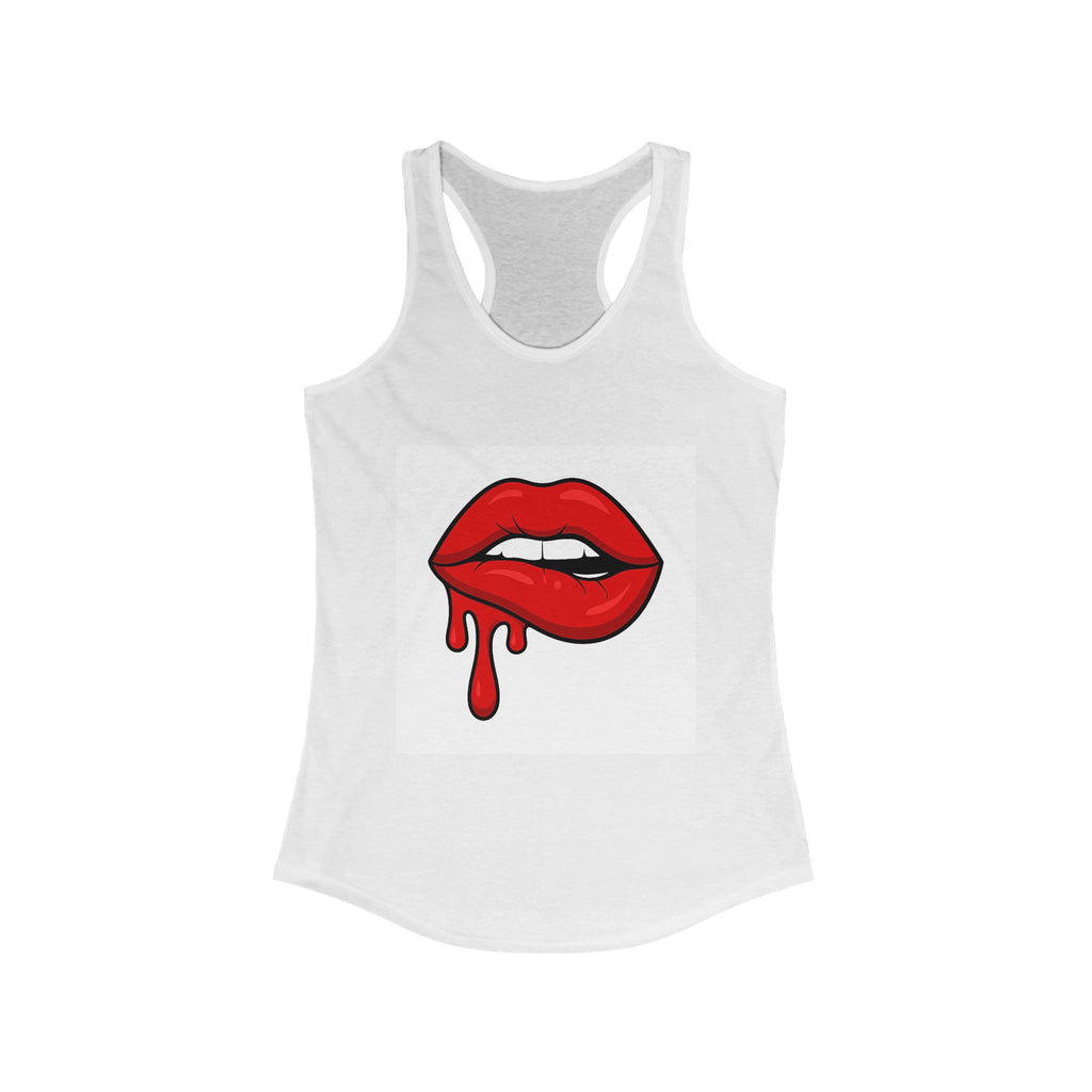 Red Lips Graphic Tank Top, Women's Racerback, Stylish Sleeveless, Summer Fashion, Valentine's Day Gift, Trendy Streetwear