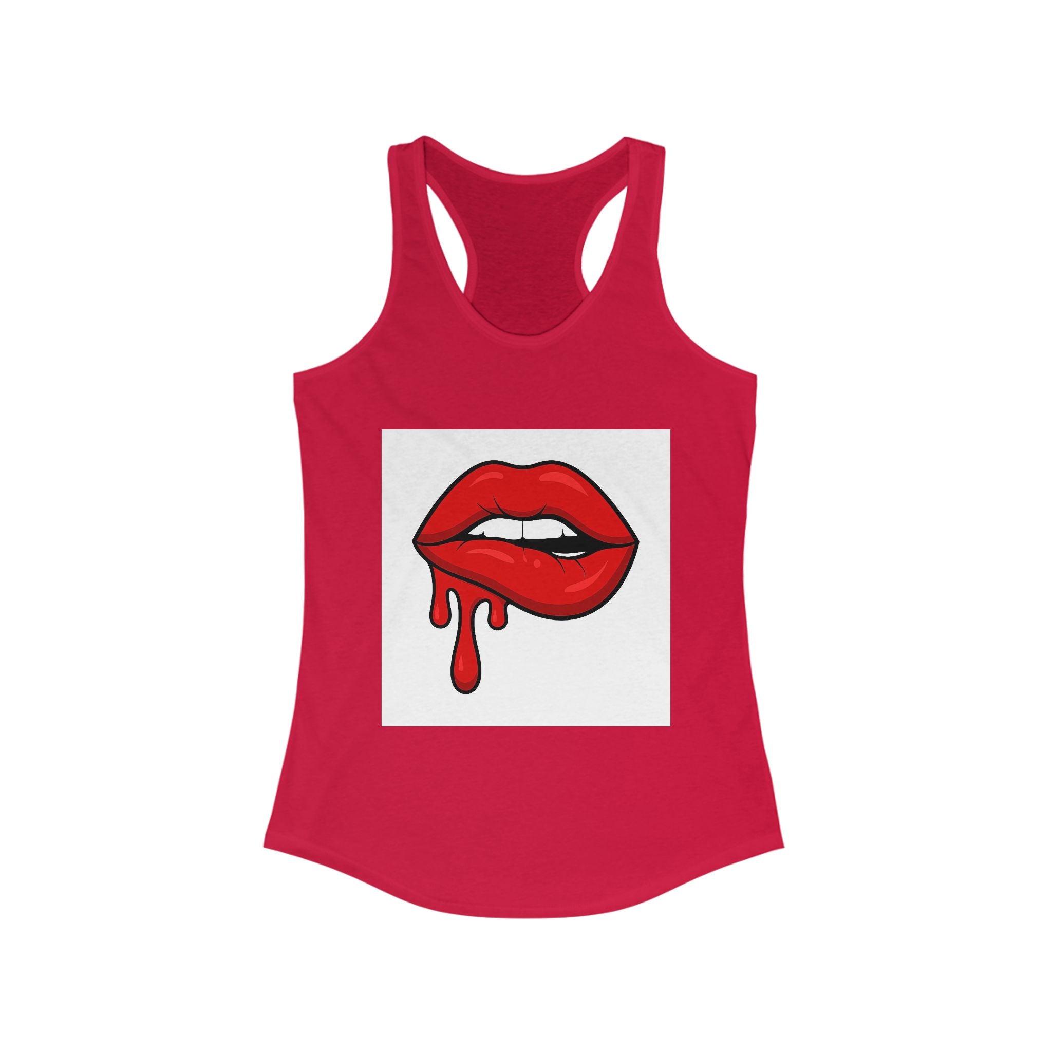 Red Lips Graphic Tank Top, Women's Racerback, Stylish Sleeveless, Summer Fashion, Valentine's Day Gift, Trendy Streetwear
