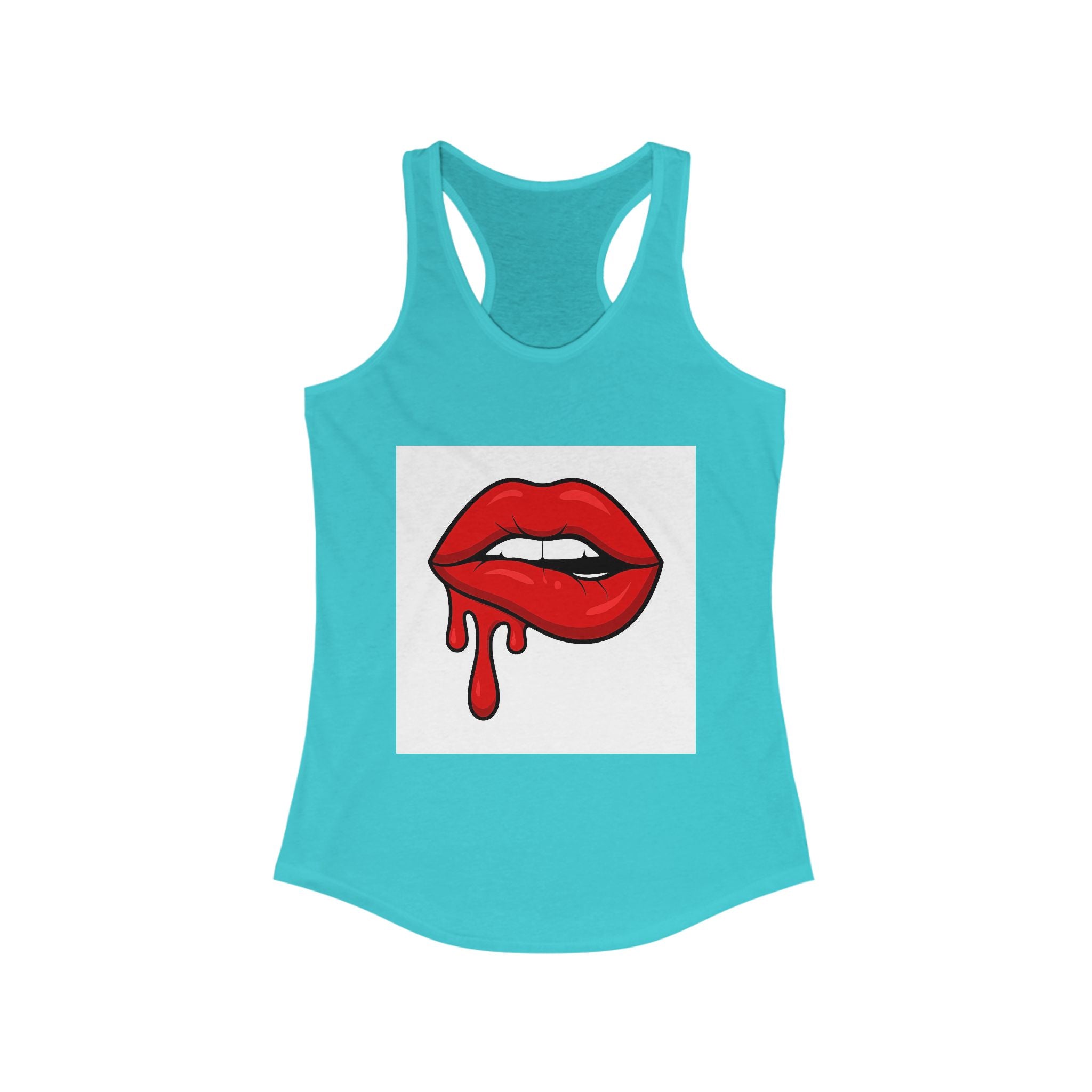Red Lips Graphic Tank Top, Women's Racerback, Stylish Sleeveless, Summer Fashion, Valentine's Day Gift, Trendy Streetwear