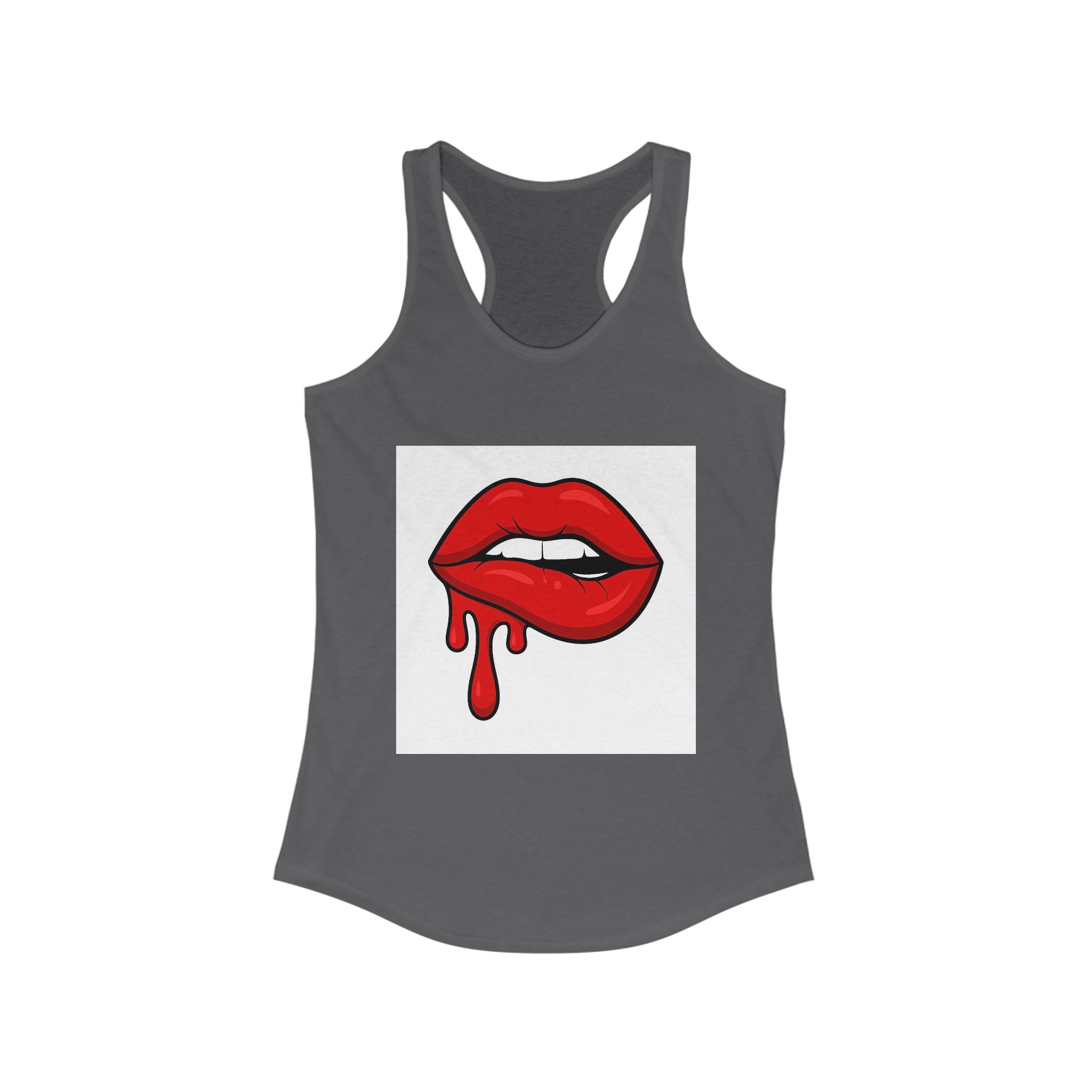 Red Lips Graphic Tank Top, Women's Racerback, Stylish Sleeveless, Summer Fashion, Valentine's Day Gift, Trendy Streetwear