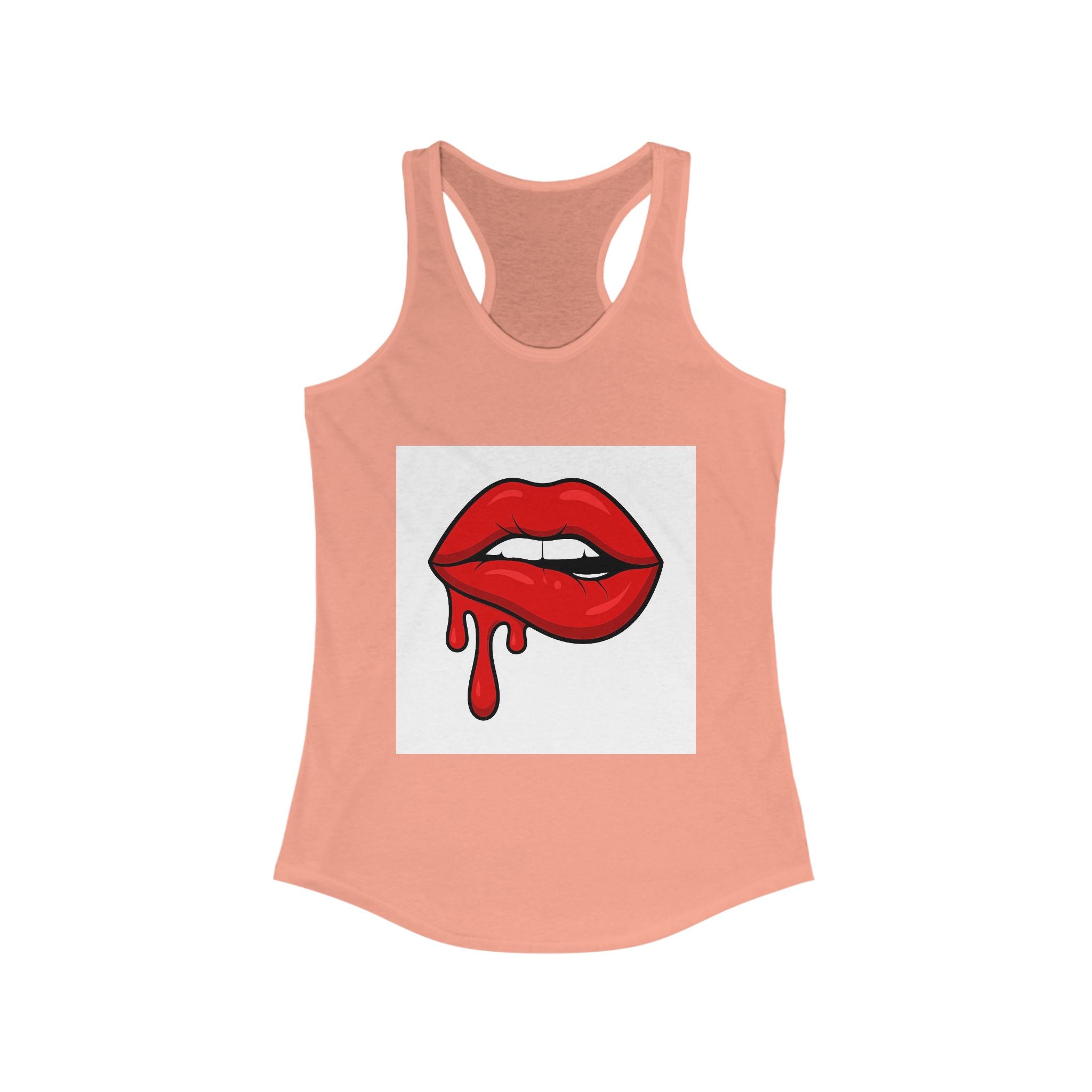Red Lips Graphic Tank Top, Women's Racerback, Stylish Sleeveless, Summer Fashion, Valentine's Day Gift, Trendy Streetwear