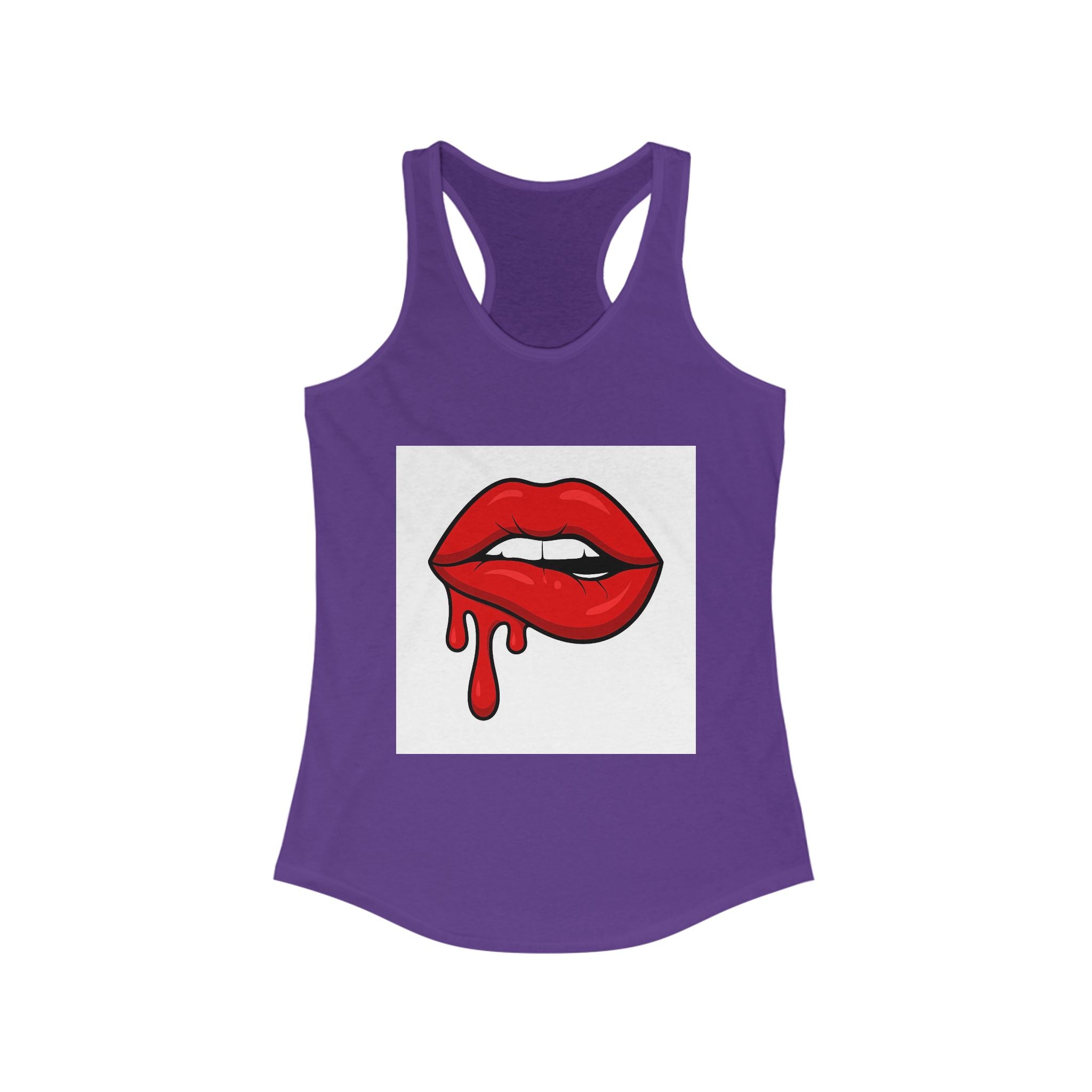 Red Lips Graphic Tank Top, Women's Racerback, Stylish Sleeveless, Summer Fashion, Valentine's Day Gift, Trendy Streetwear