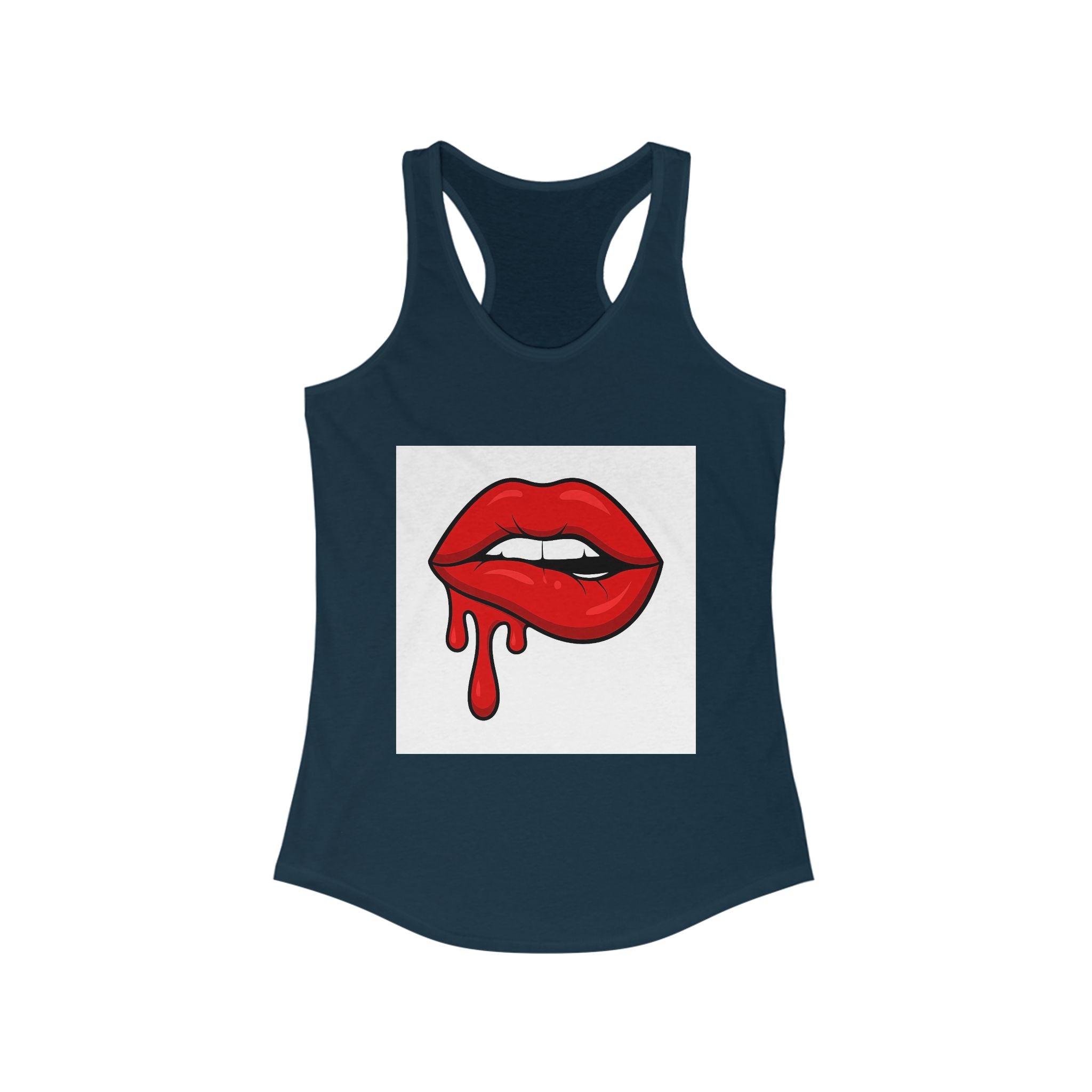 Red Lips Graphic Tank Top, Women's Racerback, Stylish Sleeveless, Summer Fashion, Valentine's Day Gift, Trendy Streetwear
