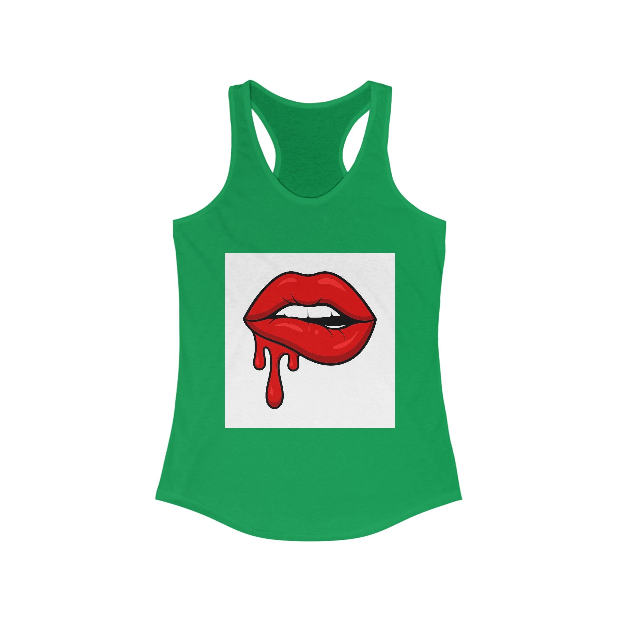 Red Lips Graphic Tank Top, Women's Racerback, Stylish Sleeveless, Summer Fashion, Valentine's Day Gift, Trendy Streetwear