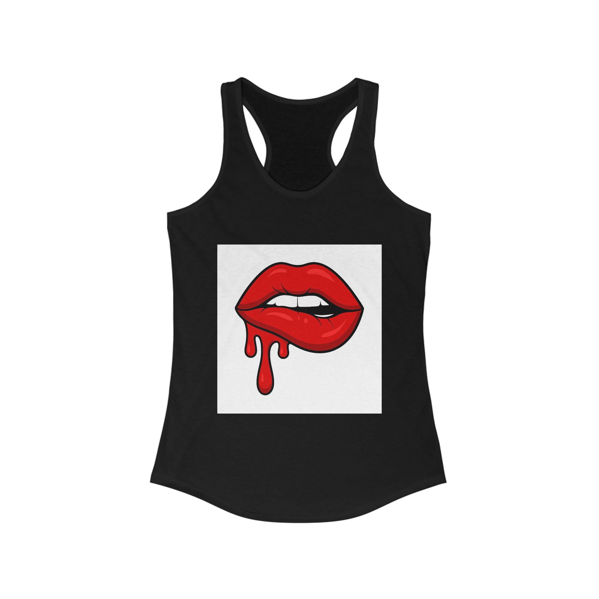 Red Lips Graphic Tank Top, Women's Racerback, Stylish Sleeveless, Summer Fashion, Valentine's Day Gift, Trendy Streetwear