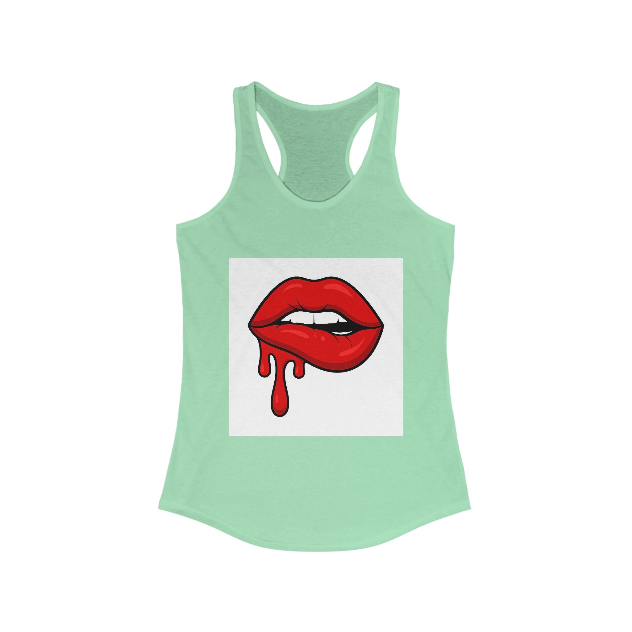 Red Lips Graphic Tank Top, Women's Racerback, Stylish Sleeveless, Summer Fashion, Valentine's Day Gift, Trendy Streetwear