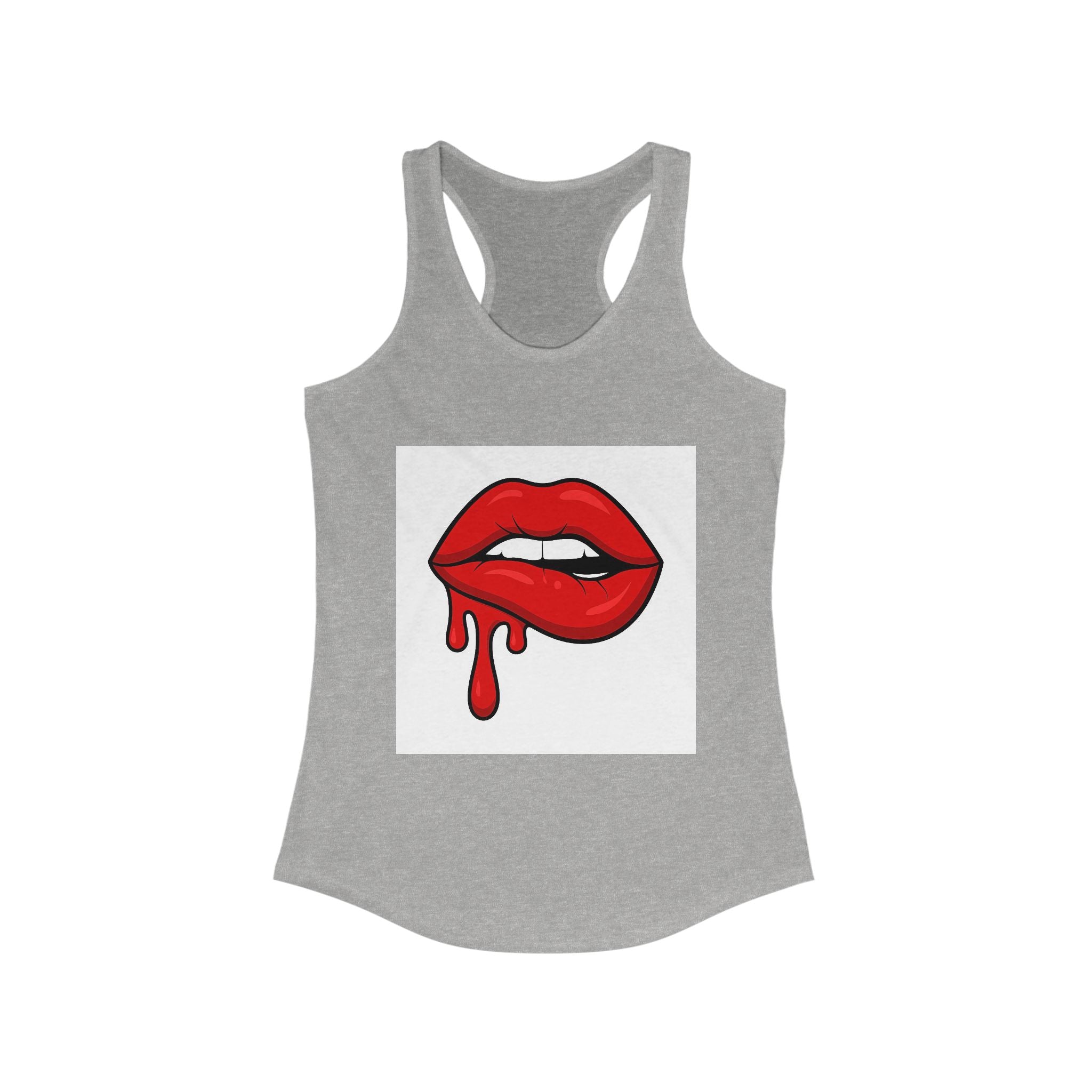 Red Lips Graphic Tank Top, Women's Racerback, Stylish Sleeveless, Summer Fashion, Valentine's Day Gift, Trendy Streetwear