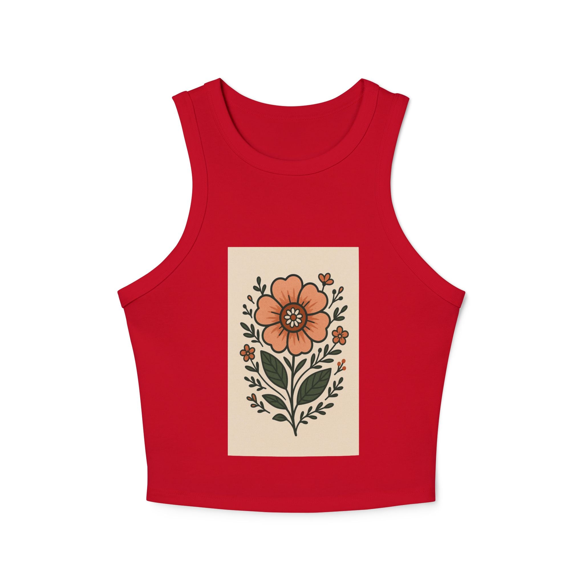 Floral Racerback Tank, Women's Micro Rib Tank Top, Summer Casual Wear, Festival Outfit, Gift for Her, Boho Floral Design