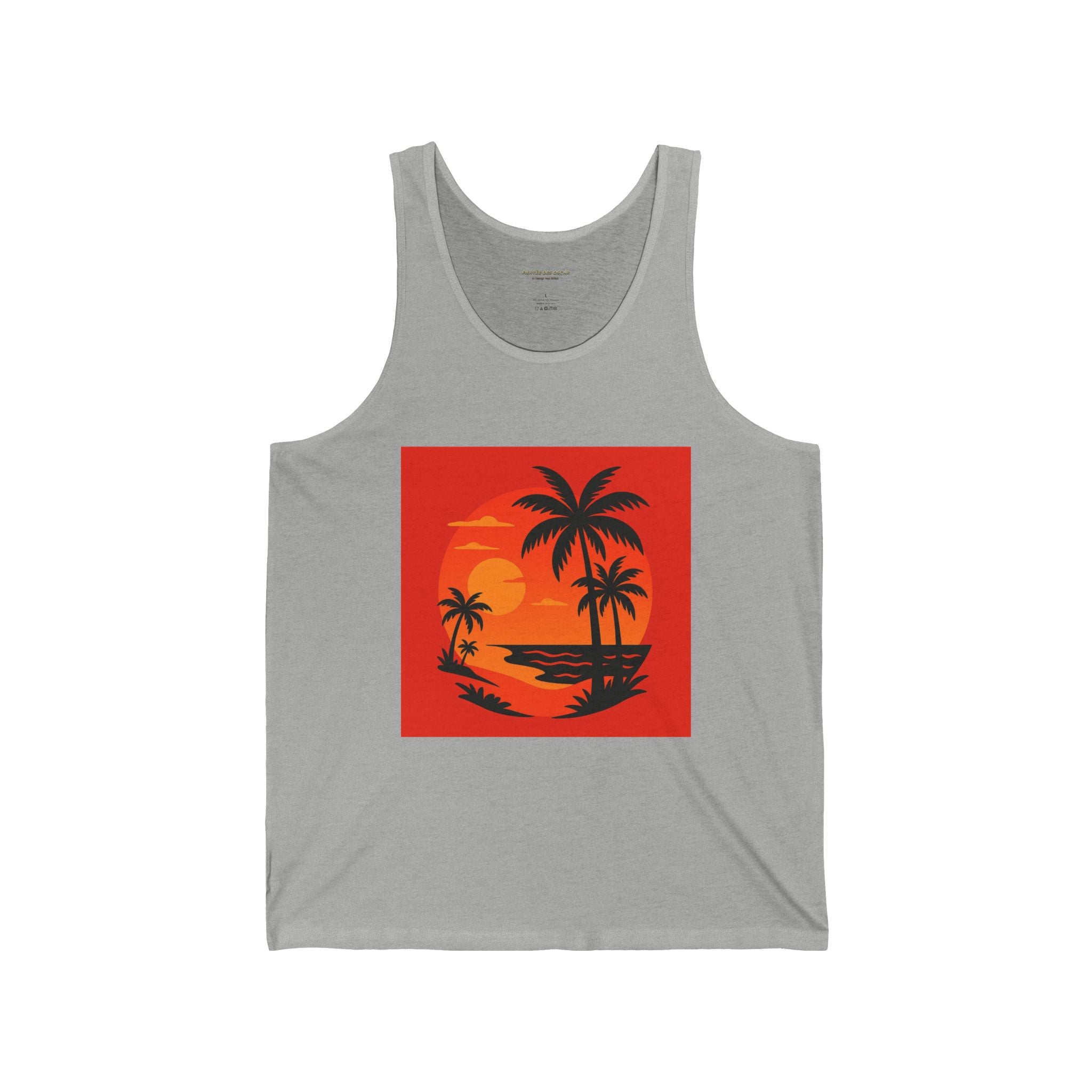 Tropical Sunset Tank, Relaxed Fit Summer Tank, Beach Wear, Vacation Top, Unisex Jersey Tank