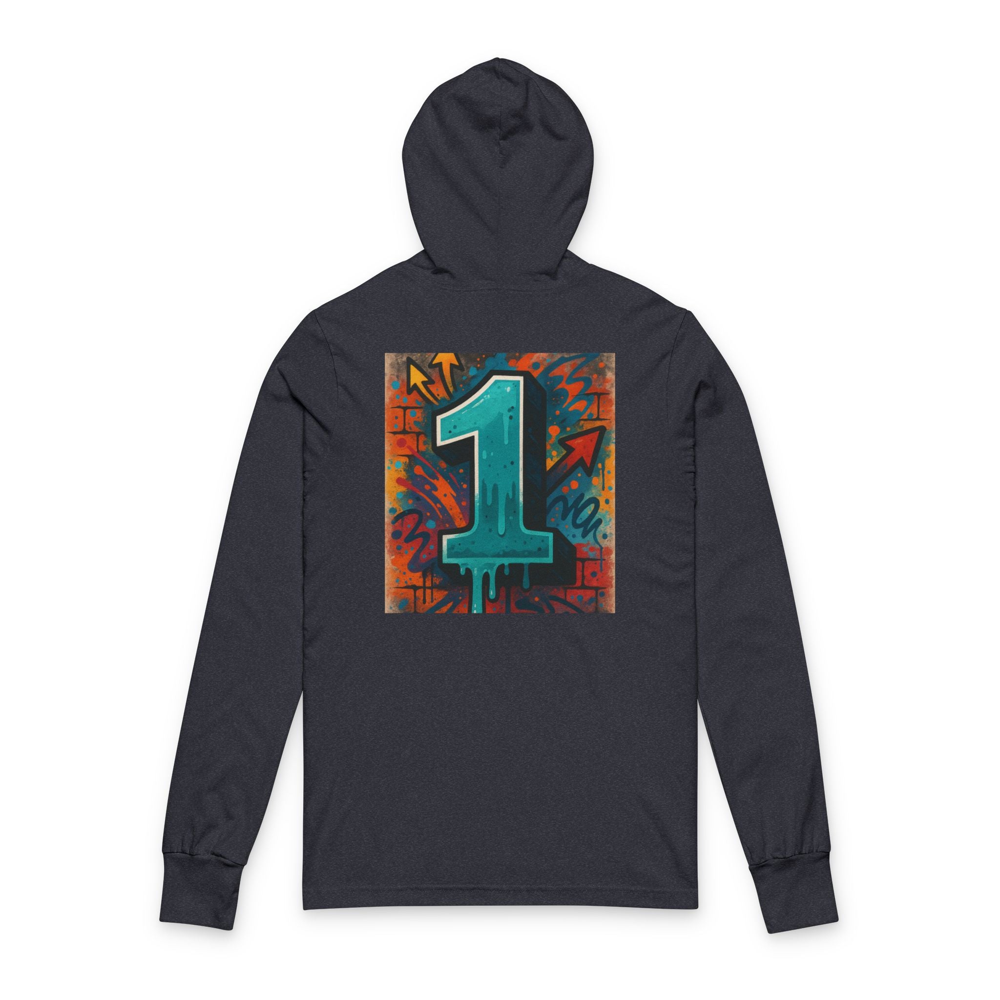 Vibrant Graffiti No.1 Long Sleeve Hoodie, Urban Style Tee, Streetwear Fashion, Gift for Artists, Casual Layering Wear