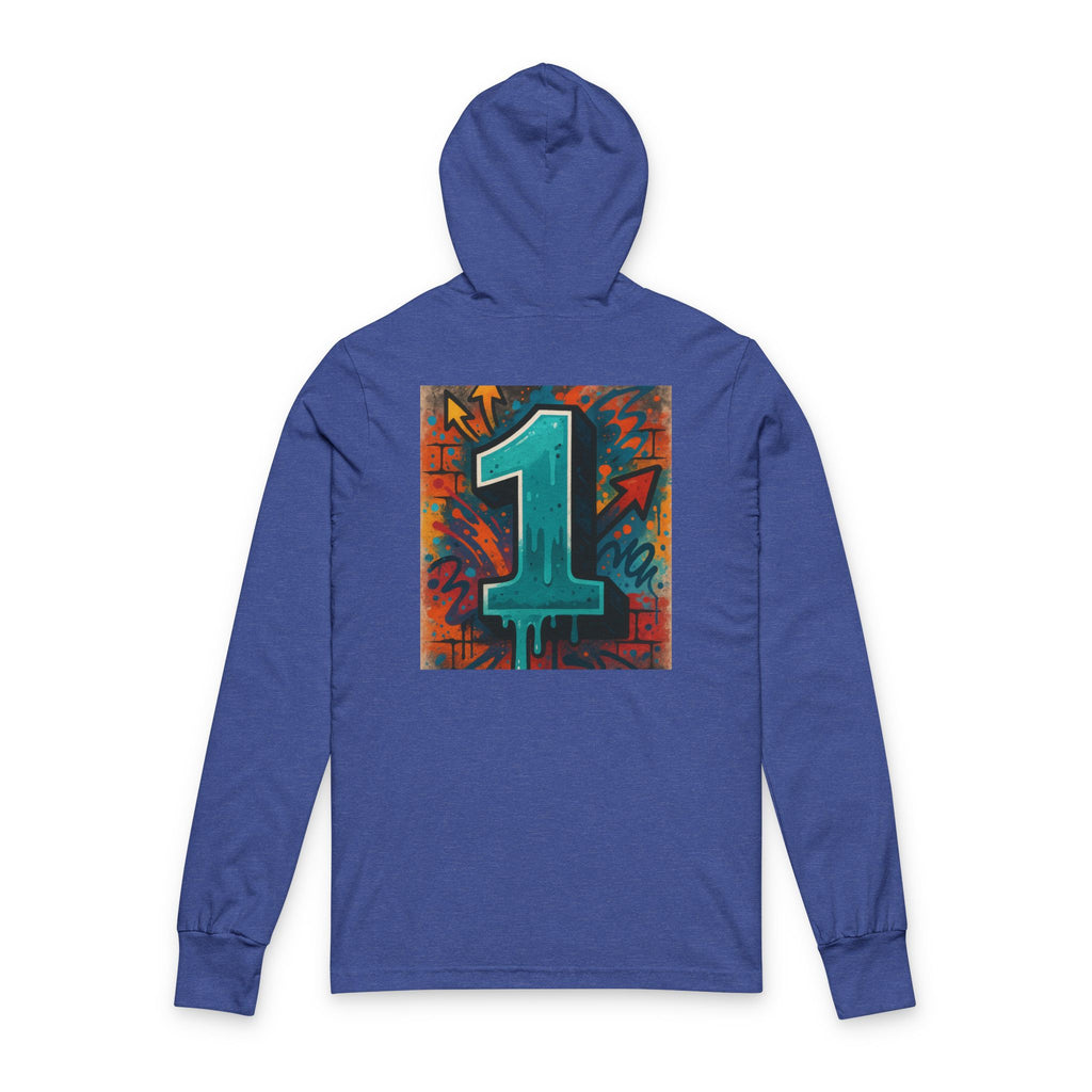 Vibrant Graffiti No.1 Long Sleeve Hoodie, Urban Style Tee, Streetwear Fashion, Gift for Artists, Casual Layering Wear