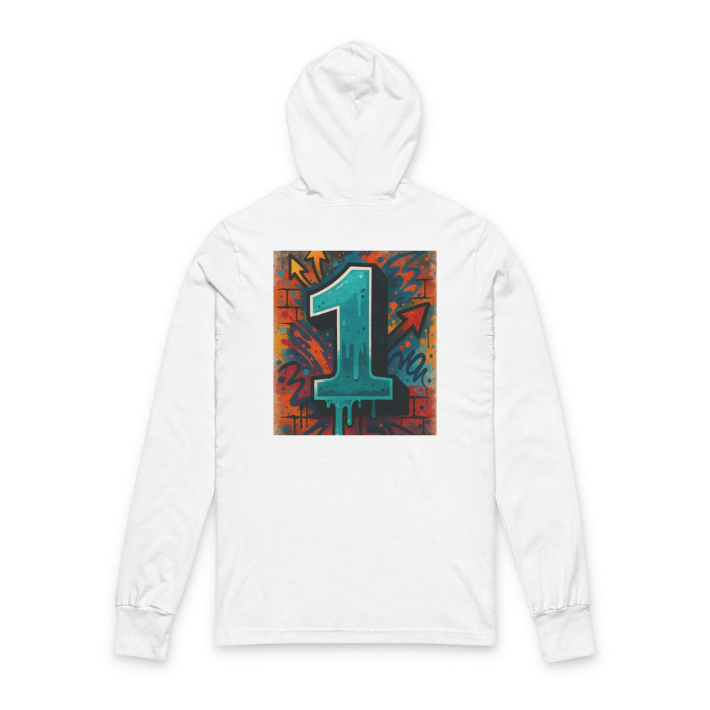 Vibrant Graffiti No.1 Long Sleeve Hoodie, Urban Style Tee, Streetwear Fashion, Gift for Artists, Casual Layering Wear