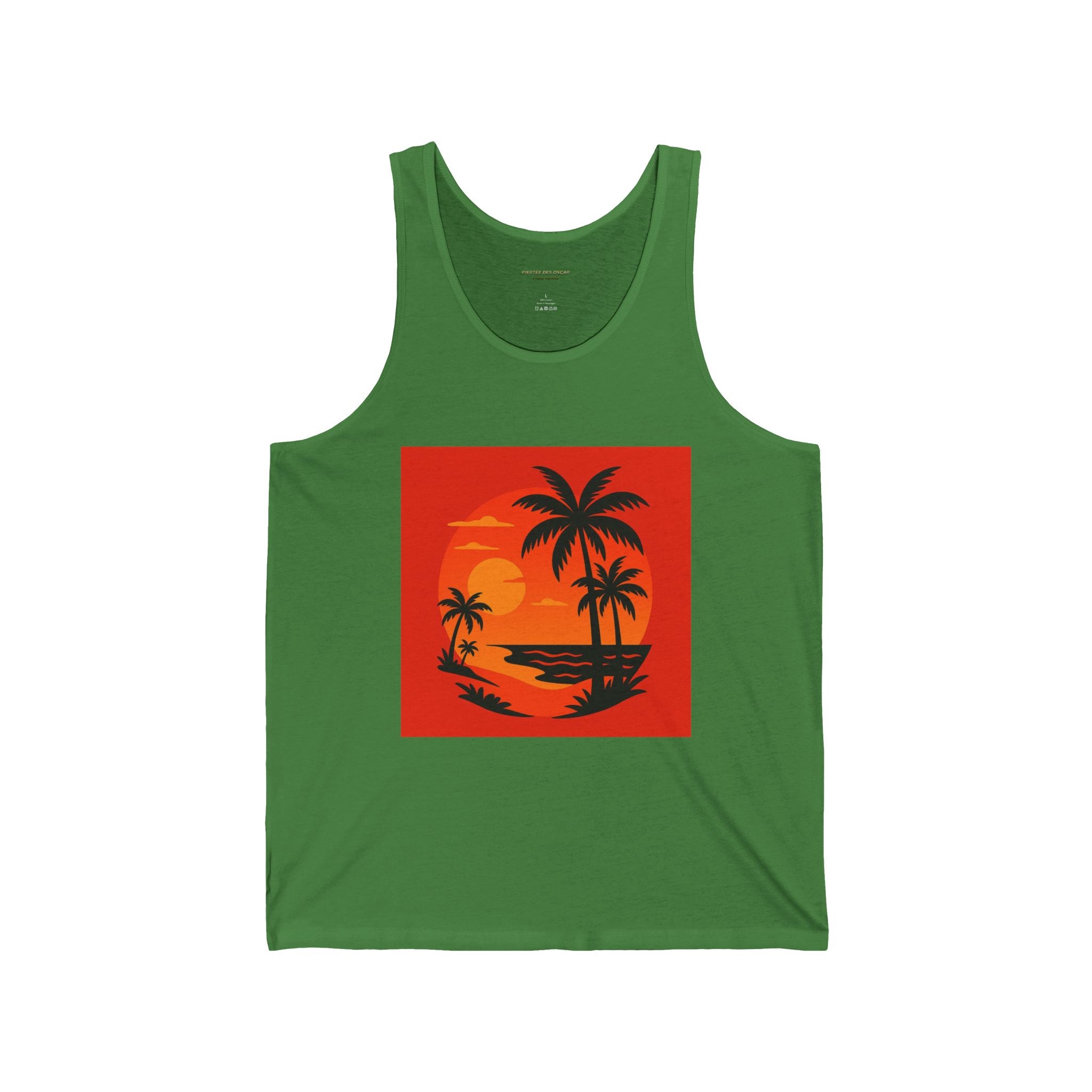 Tropical Sunset Tank, Relaxed Fit Summer Tank, Beach Wear, Vacation Top, Unisex Jersey Tank