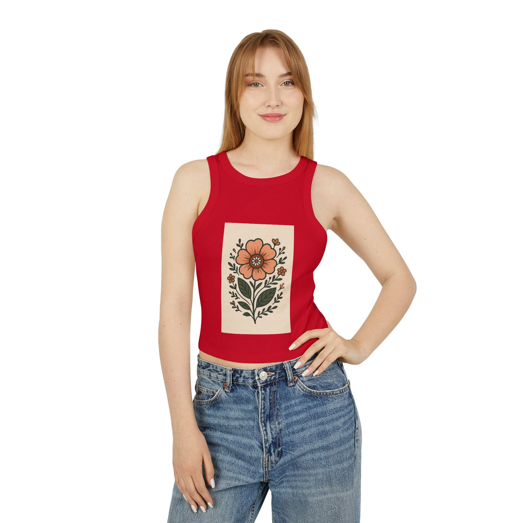 Floral Racerback Tank, Women's Micro Rib Tank Top, Summer Casual Wear, Festival Outfit, Gift for Her, Boho Floral Design