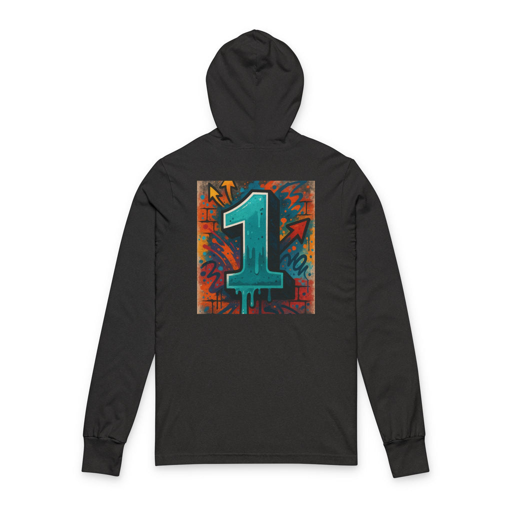Vibrant Graffiti No.1 Long Sleeve Hoodie, Urban Style Tee, Streetwear Fashion, Gift for Artists, Casual Layering Wear