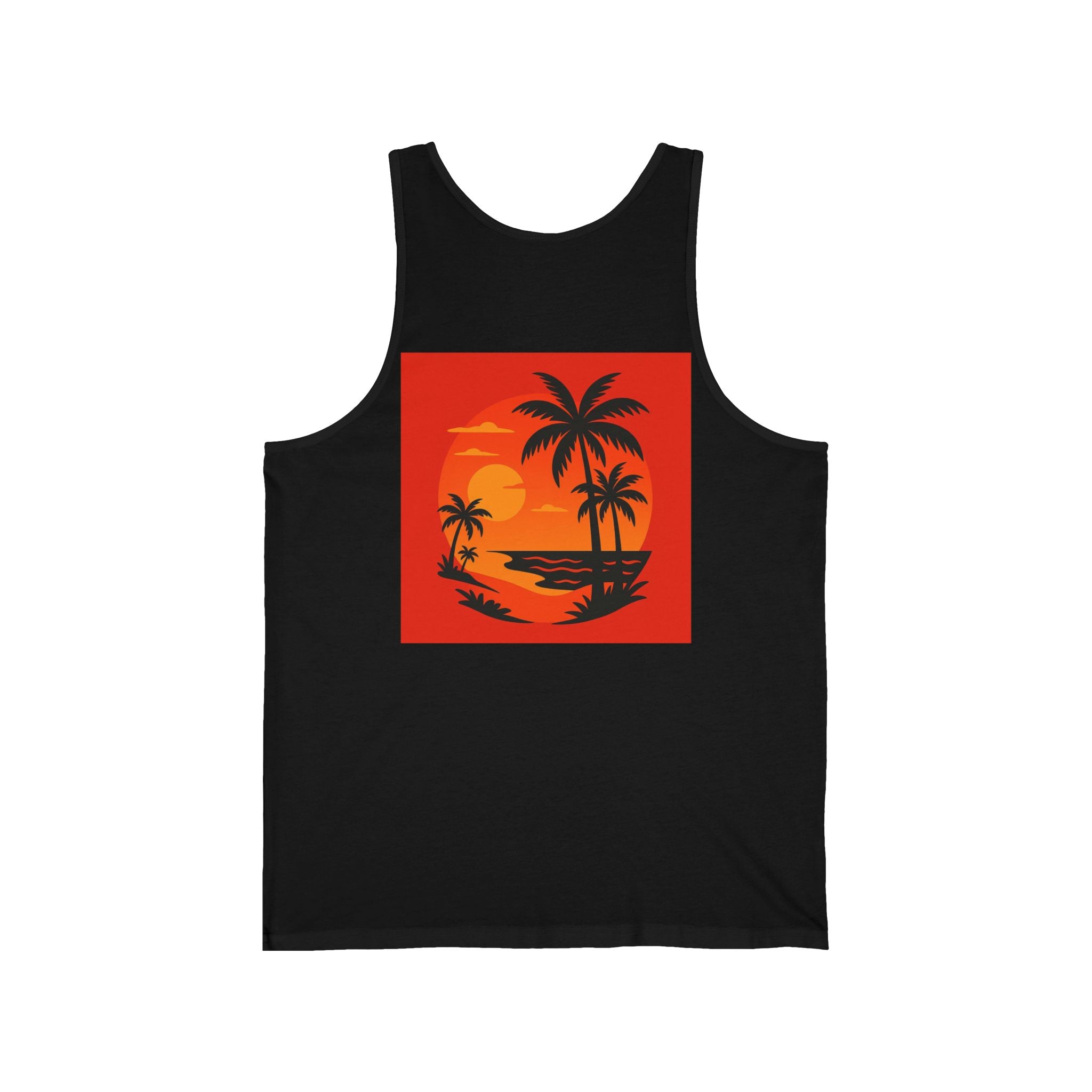 Tropical Sunset Tank, Relaxed Fit Summer Tank, Beach Wear, Vacation Top, Unisex Jersey Tank