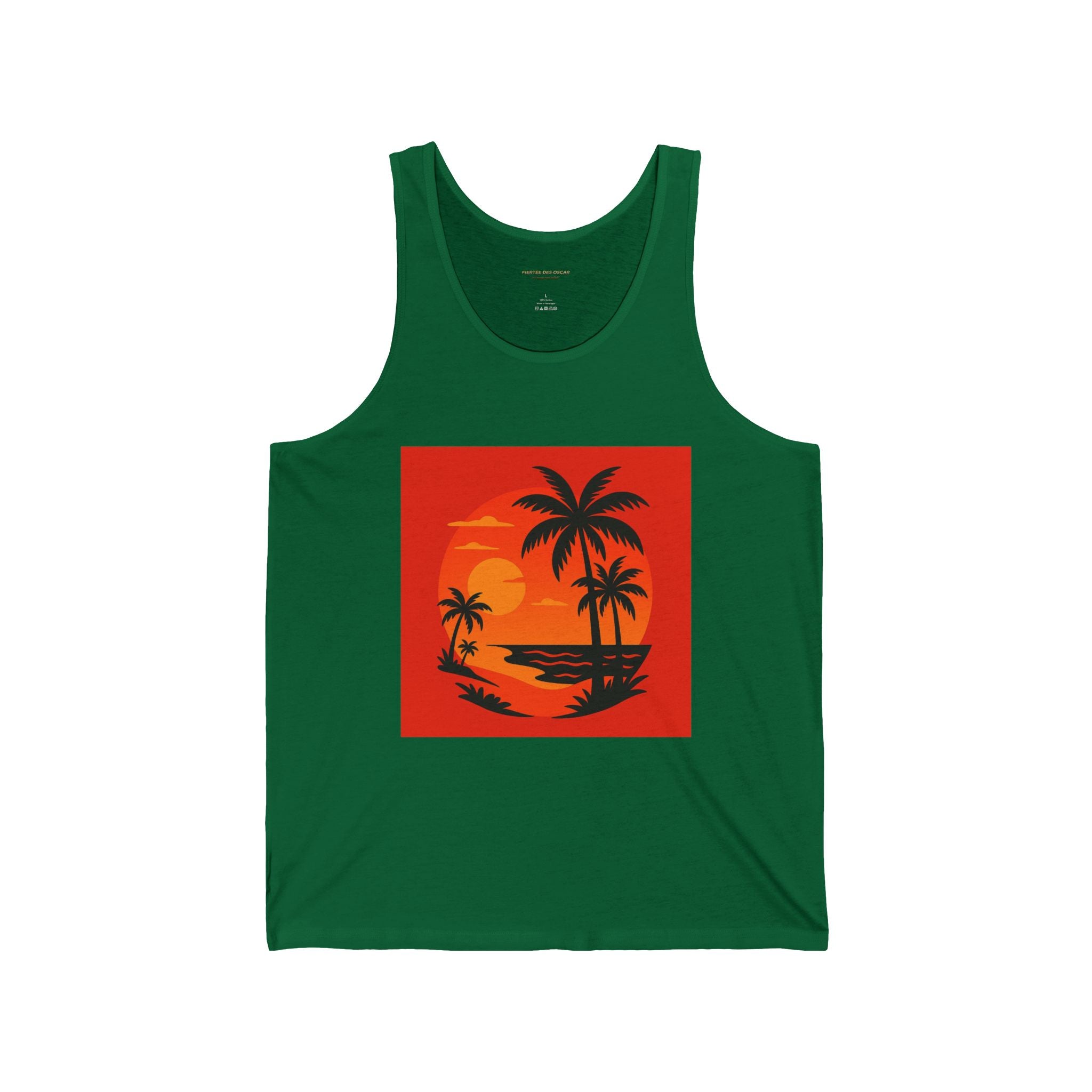 Tropical Sunset Tank, Relaxed Fit Summer Tank, Beach Wear, Vacation Top, Unisex Jersey Tank