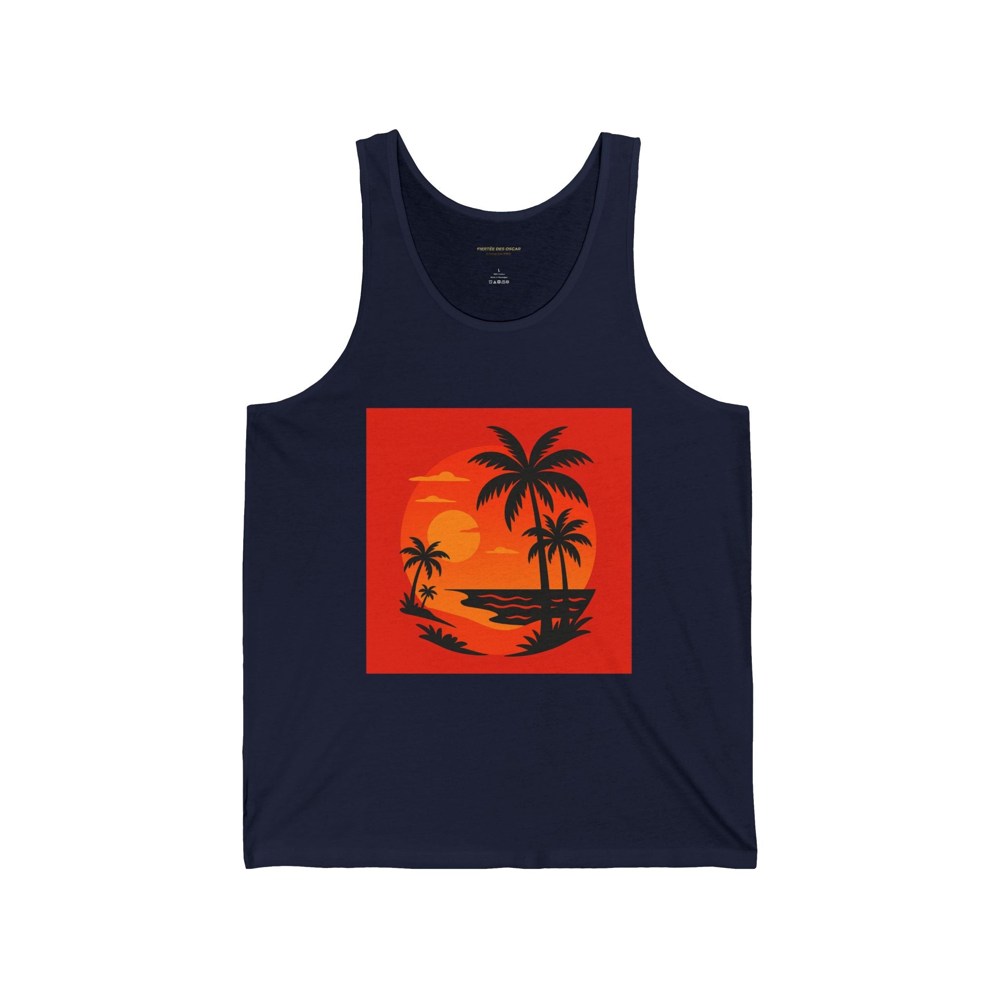 Tropical Sunset Tank, Relaxed Fit Summer Tank, Beach Wear, Vacation Top, Unisex Jersey Tank