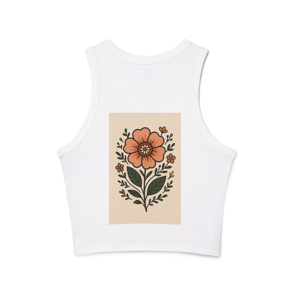 Floral Racerback Tank, Women's Micro Rib Tank Top, Summer Casual Wear, Festival Outfit, Gift for Her, Boho Floral Design