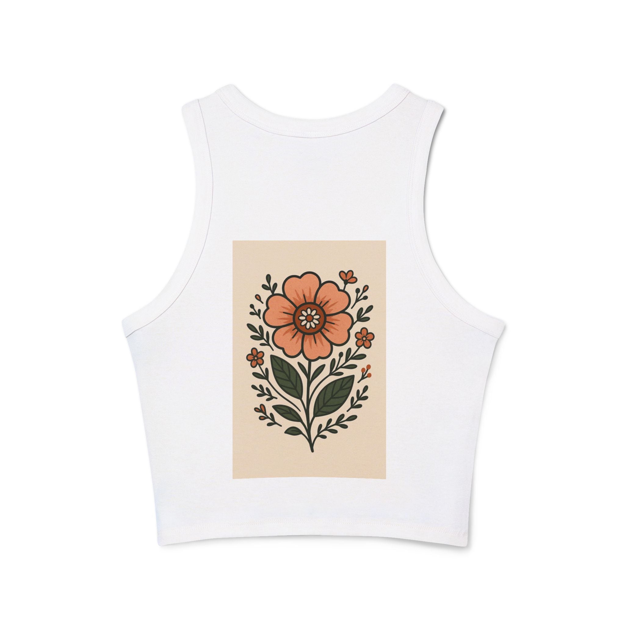 Floral Racerback Tank, Women's Micro Rib Tank Top, Summer Casual Wear, Festival Outfit, Gift for Her, Boho Floral Design