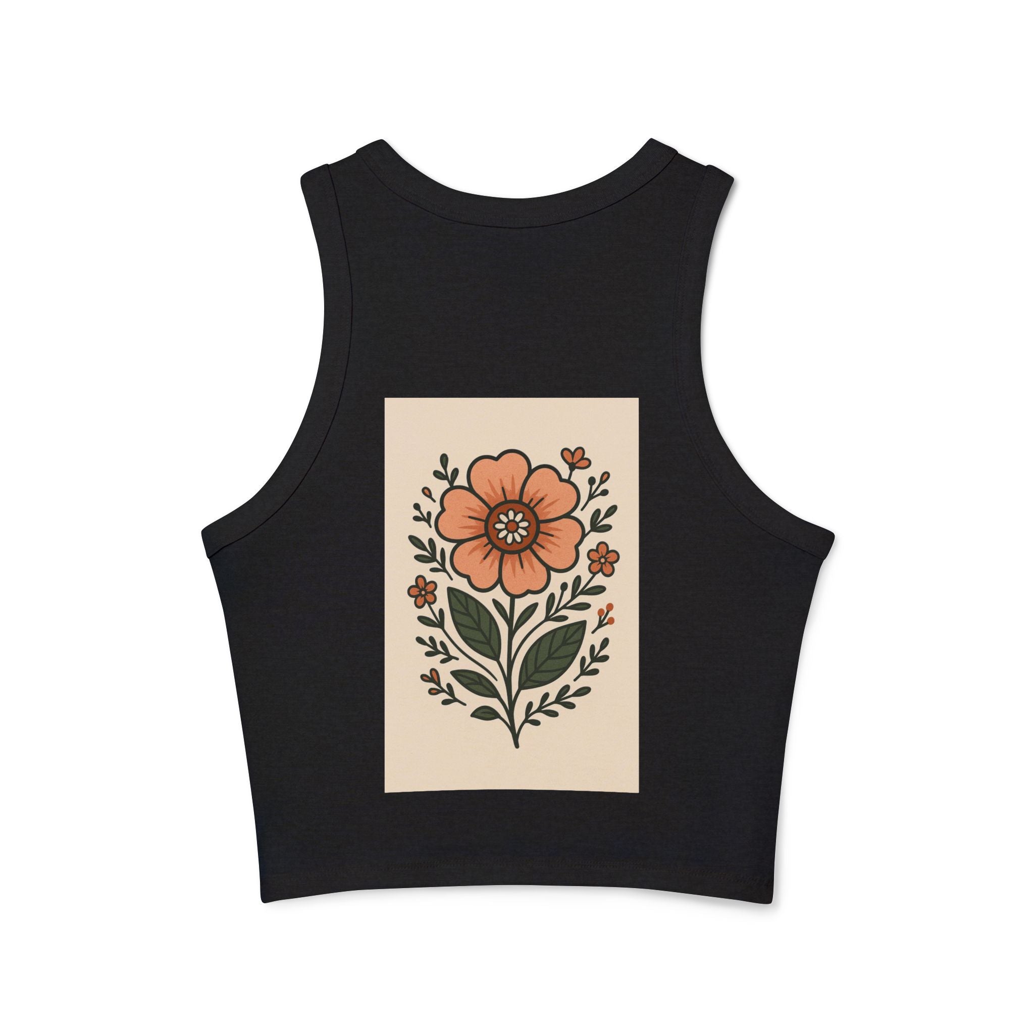 Floral Racerback Tank, Women's Micro Rib Tank Top, Summer Casual Wear, Festival Outfit, Gift for Her, Boho Floral Design