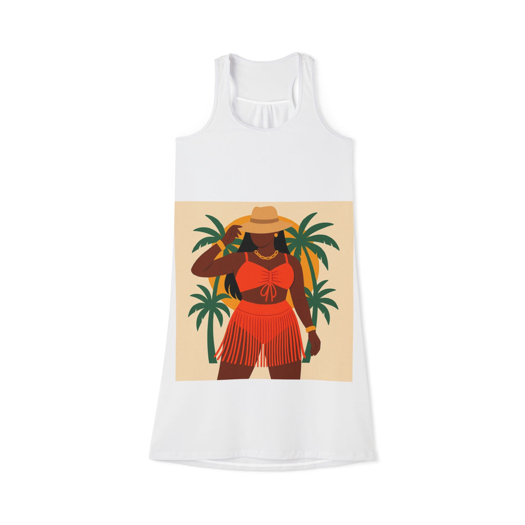 Tropical Vibes Racerback Dress, Casual Beachwear, Summer Fashion, Vacation Outfit, Trendy Sundress, Relaxed Fit Dress