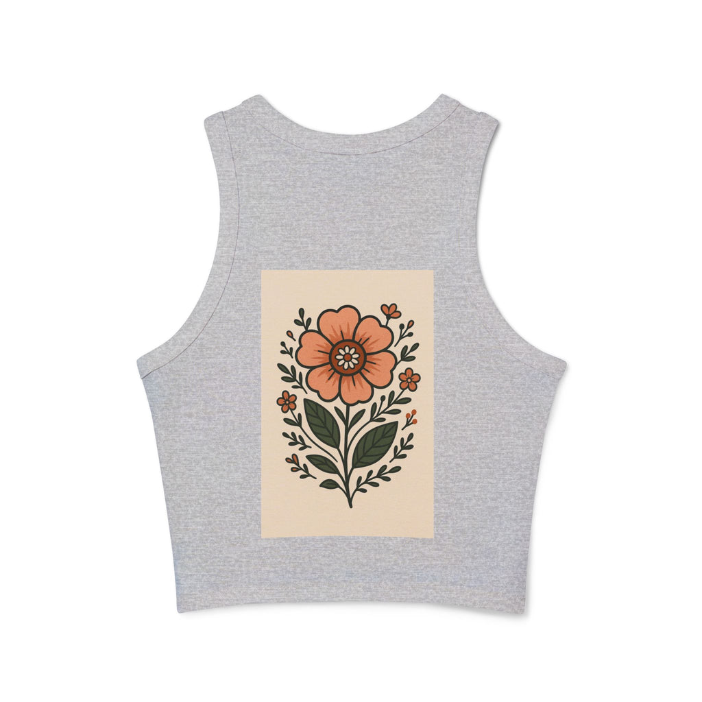 Floral Racerback Tank, Women's Micro Rib Tank Top, Summer Casual Wear, Festival Outfit, Gift for Her, Boho Floral Design