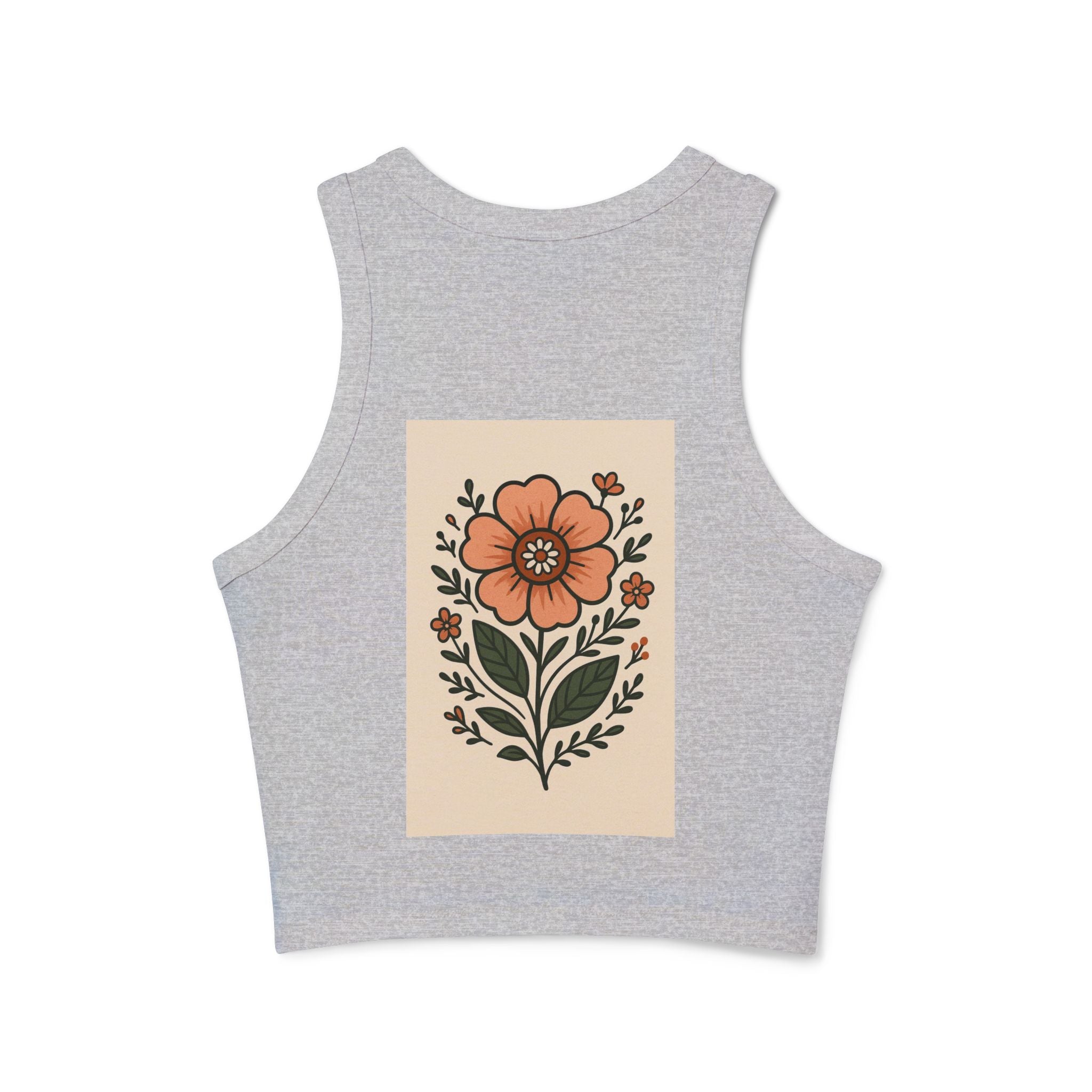 Floral Racerback Tank, Women's Micro Rib Tank Top, Summer Casual Wear, Festival Outfit, Gift for Her, Boho Floral Design