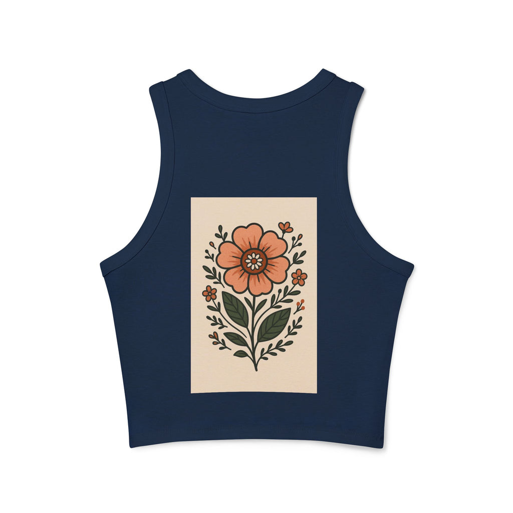 Floral Racerback Tank, Women's Micro Rib Tank Top, Summer Casual Wear, Festival Outfit, Gift for Her, Boho Floral Design