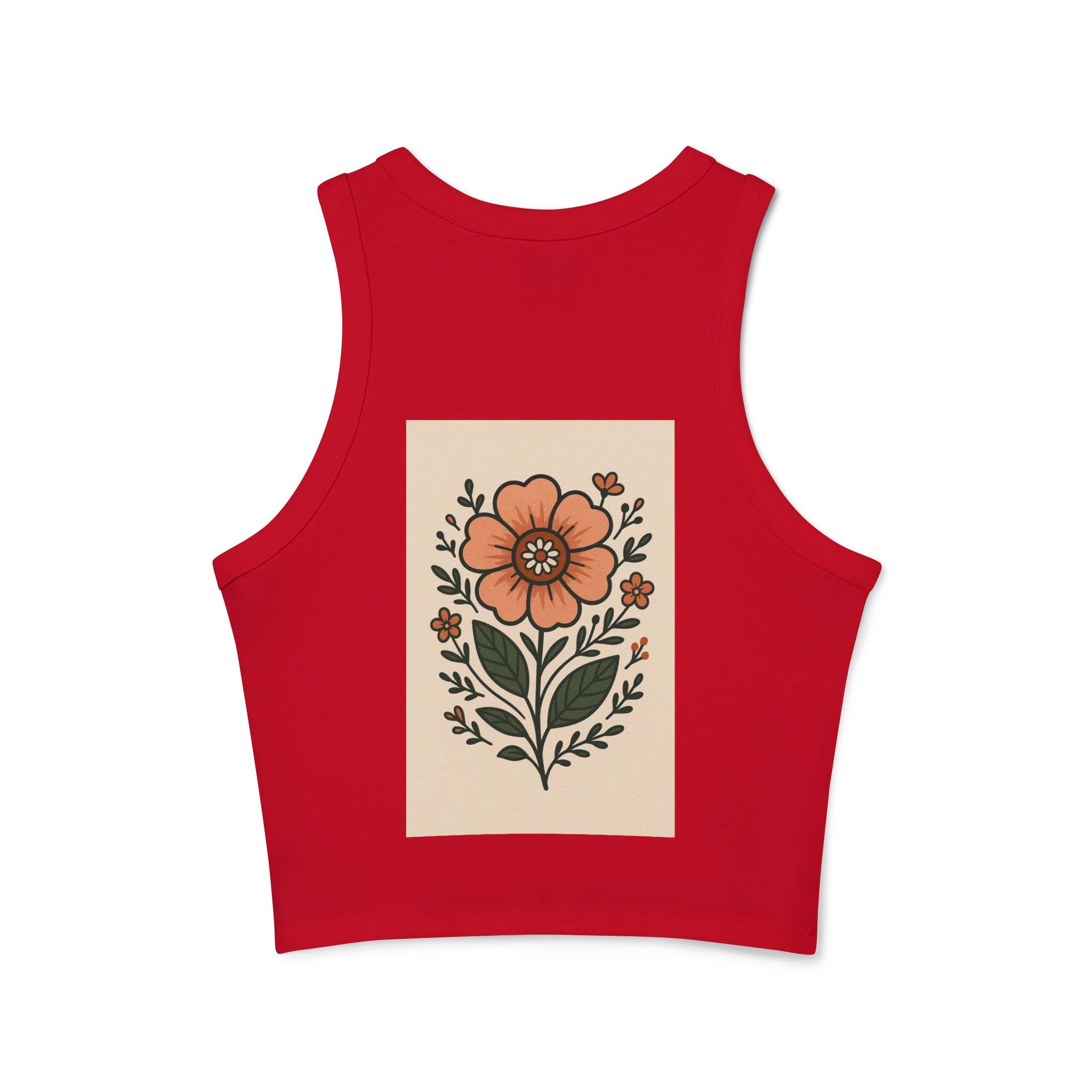 Floral Racerback Tank, Women's Micro Rib Tank Top, Summer Casual Wear, Festival Outfit, Gift for Her, Boho Floral Design