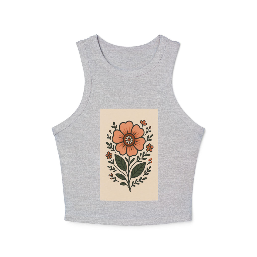 Floral Racerback Tank, Women's Micro Rib Tank Top, Summer Casual Wear, Festival Outfit, Gift for Her, Boho Floral Design