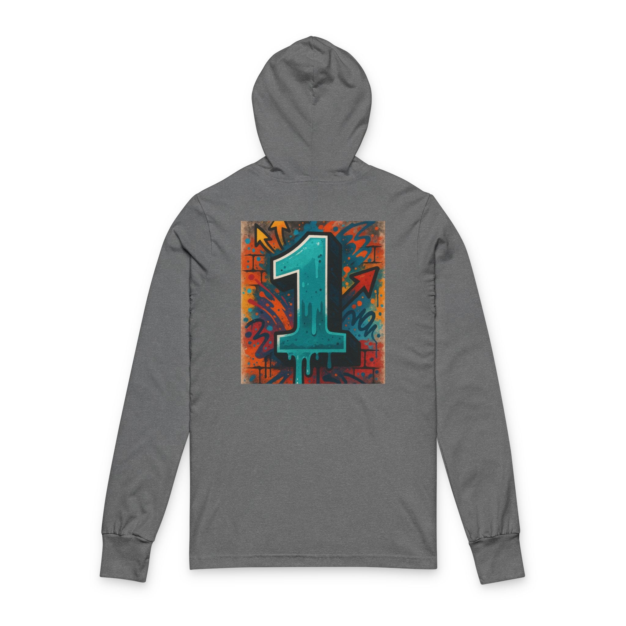Vibrant Graffiti No.1 Long Sleeve Hoodie, Urban Style Tee, Streetwear Fashion, Gift for Artists, Casual Layering Wear