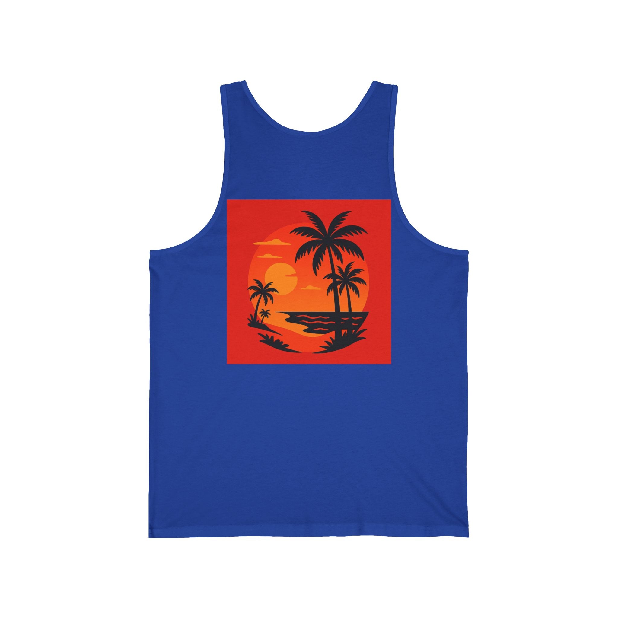Tropical Sunset Tank, Relaxed Fit Summer Tank, Beach Wear, Vacation Top, Unisex Jersey Tank